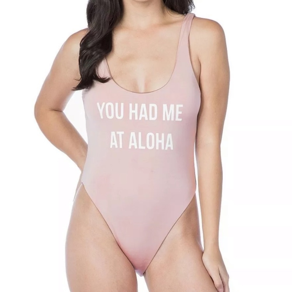 Bikini Lab Solid High Leg Aloha Swimsuit Size M